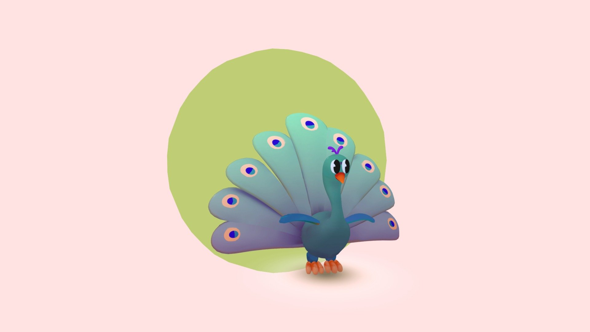 Cute Peacock 3d model