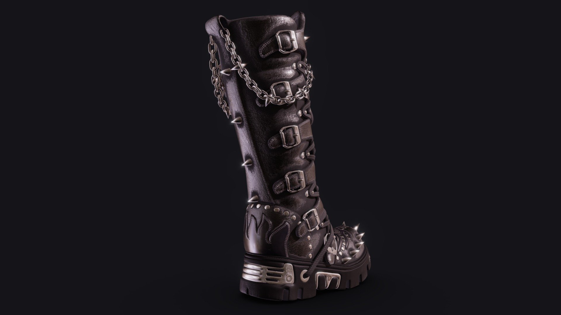 Gothic Punk Boot 3d model