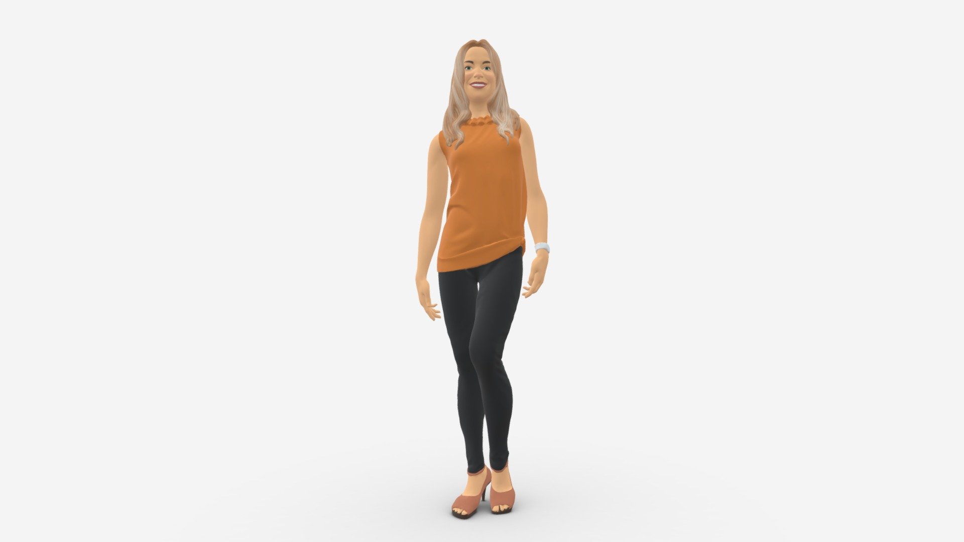 Girl In Black Leggings 0376 3d model