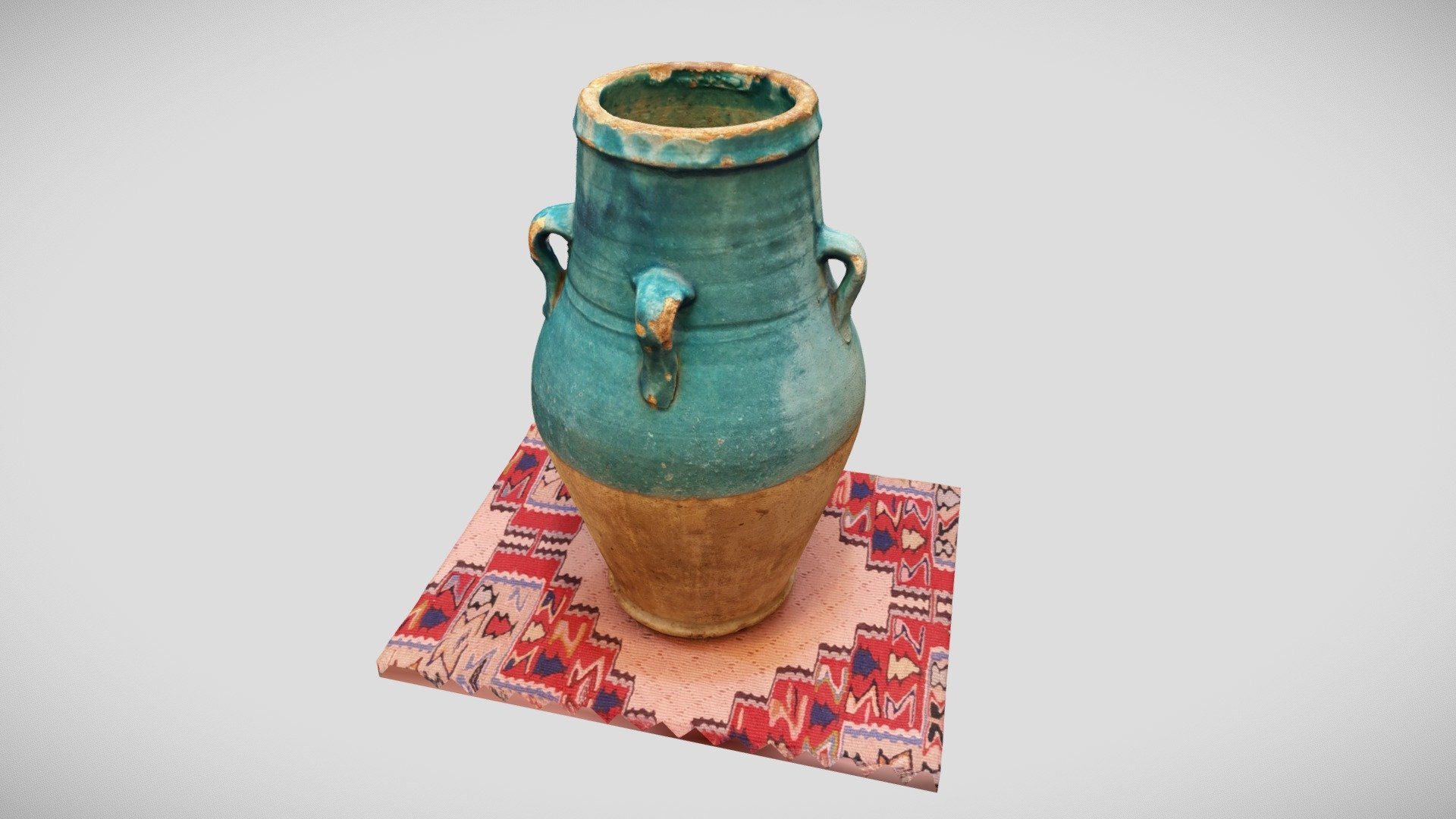 Old half glazed Iranian Vase 3d model