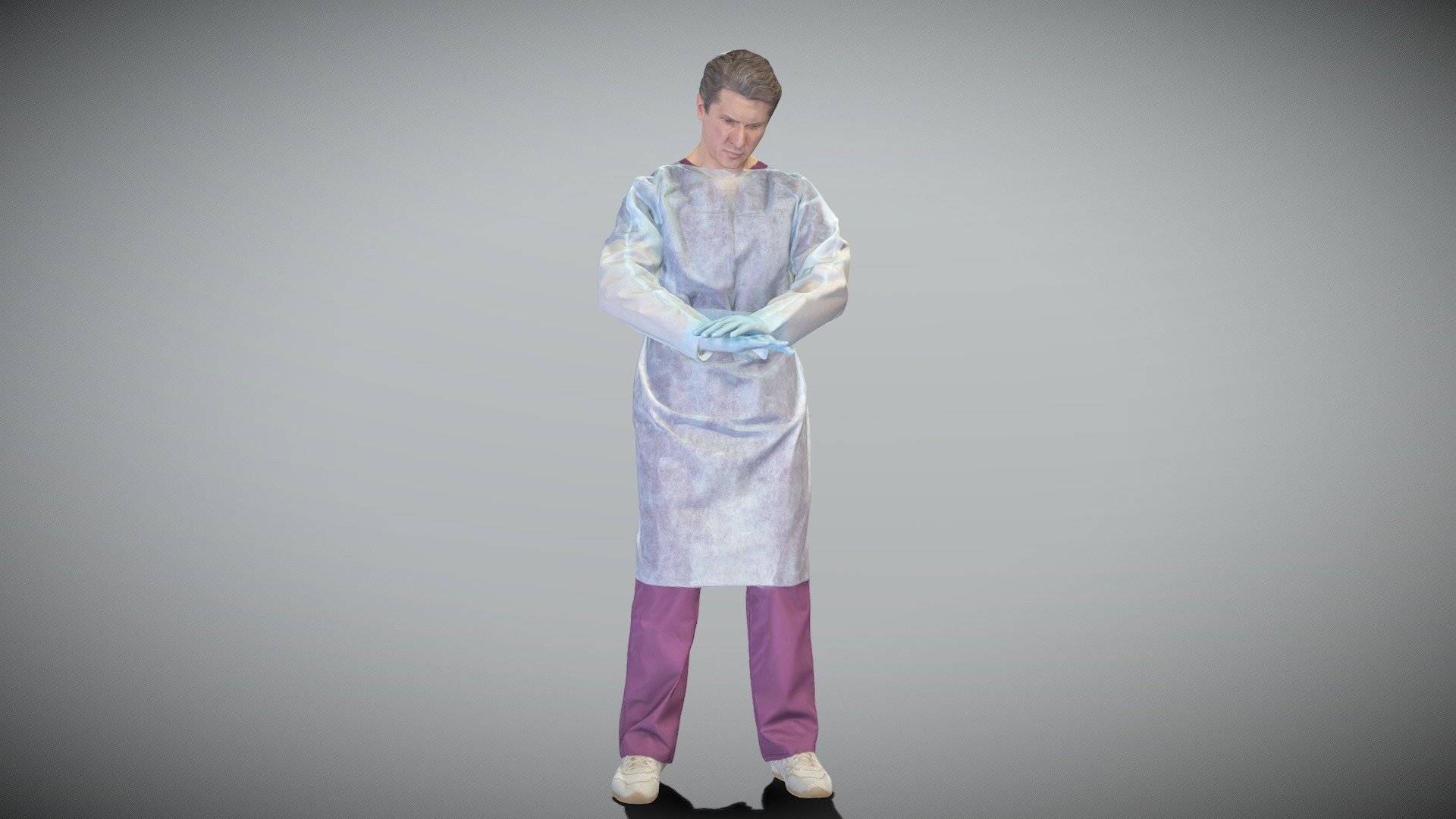 Male doctor performing CPR 351 3d model