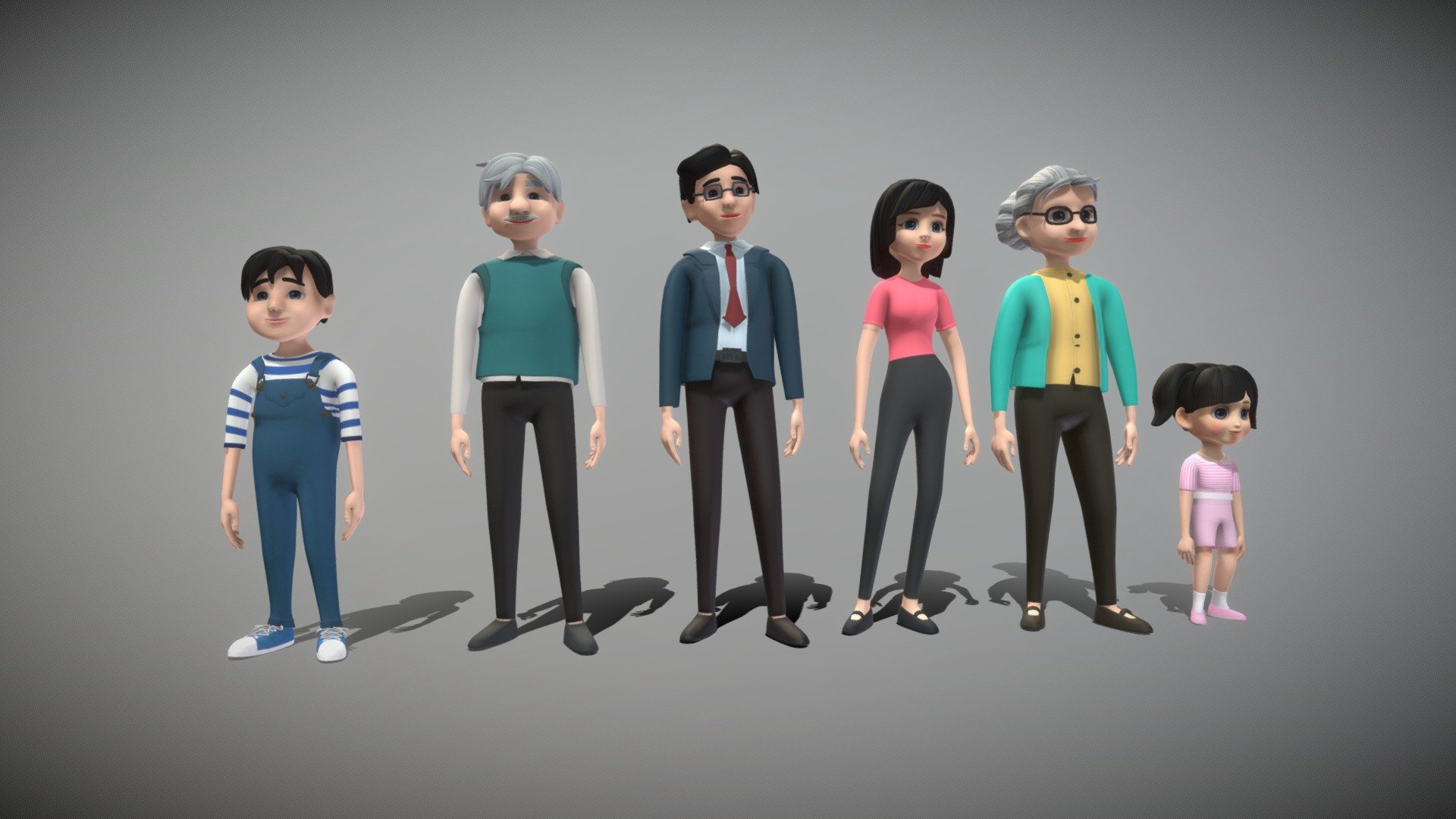 Cartoon Family 3d model