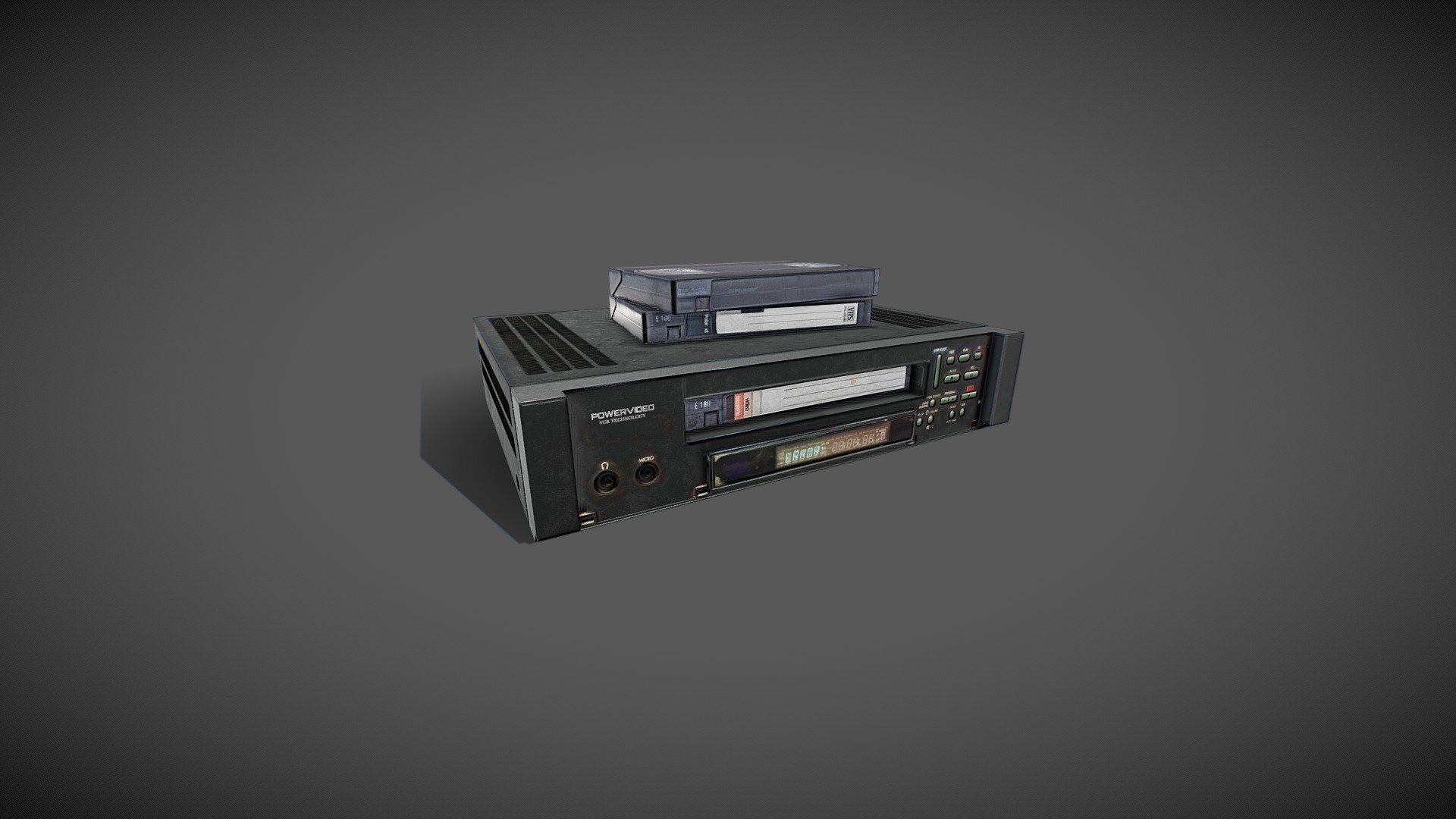 Old VCR and VHS Tapes 3d model