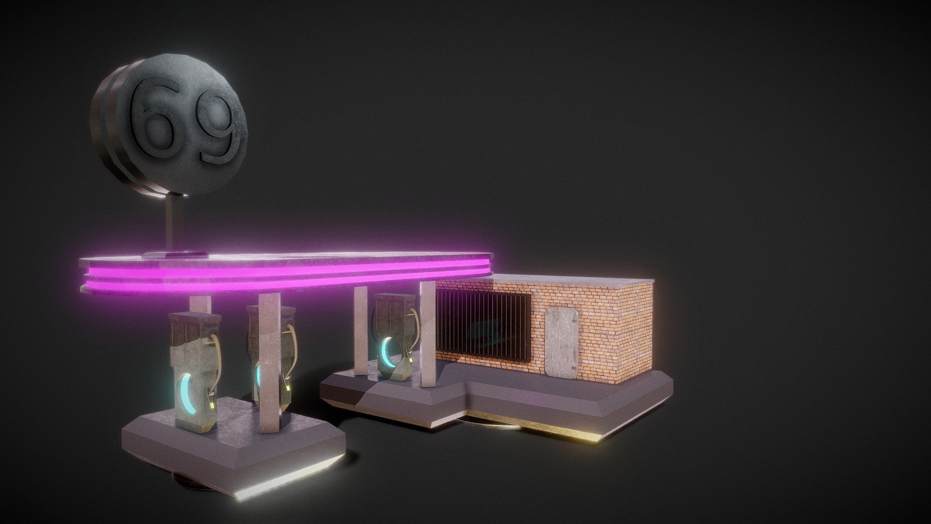 Cyberpunk Petrol Station 3d model