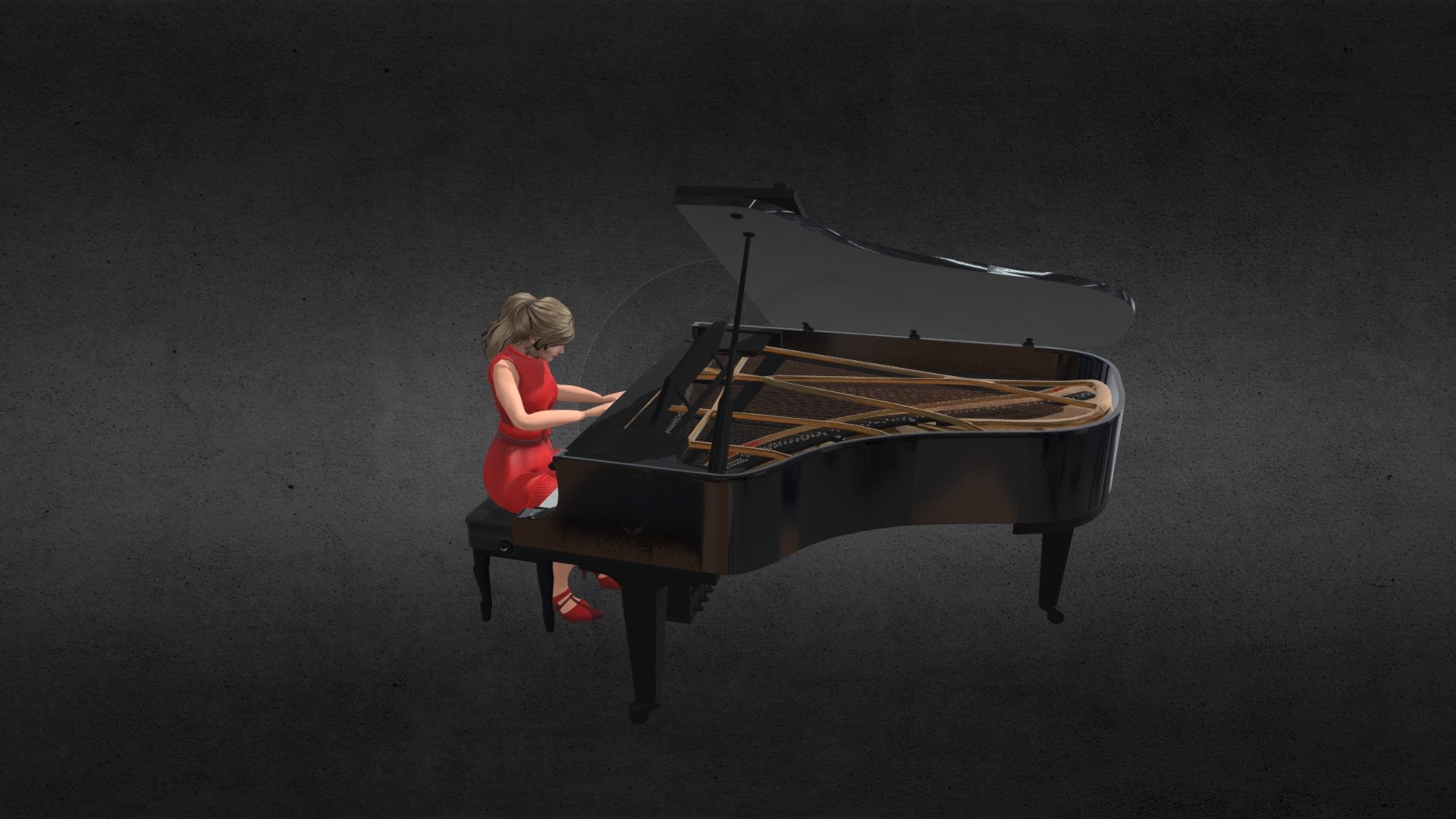 Pianist Girl 3d model