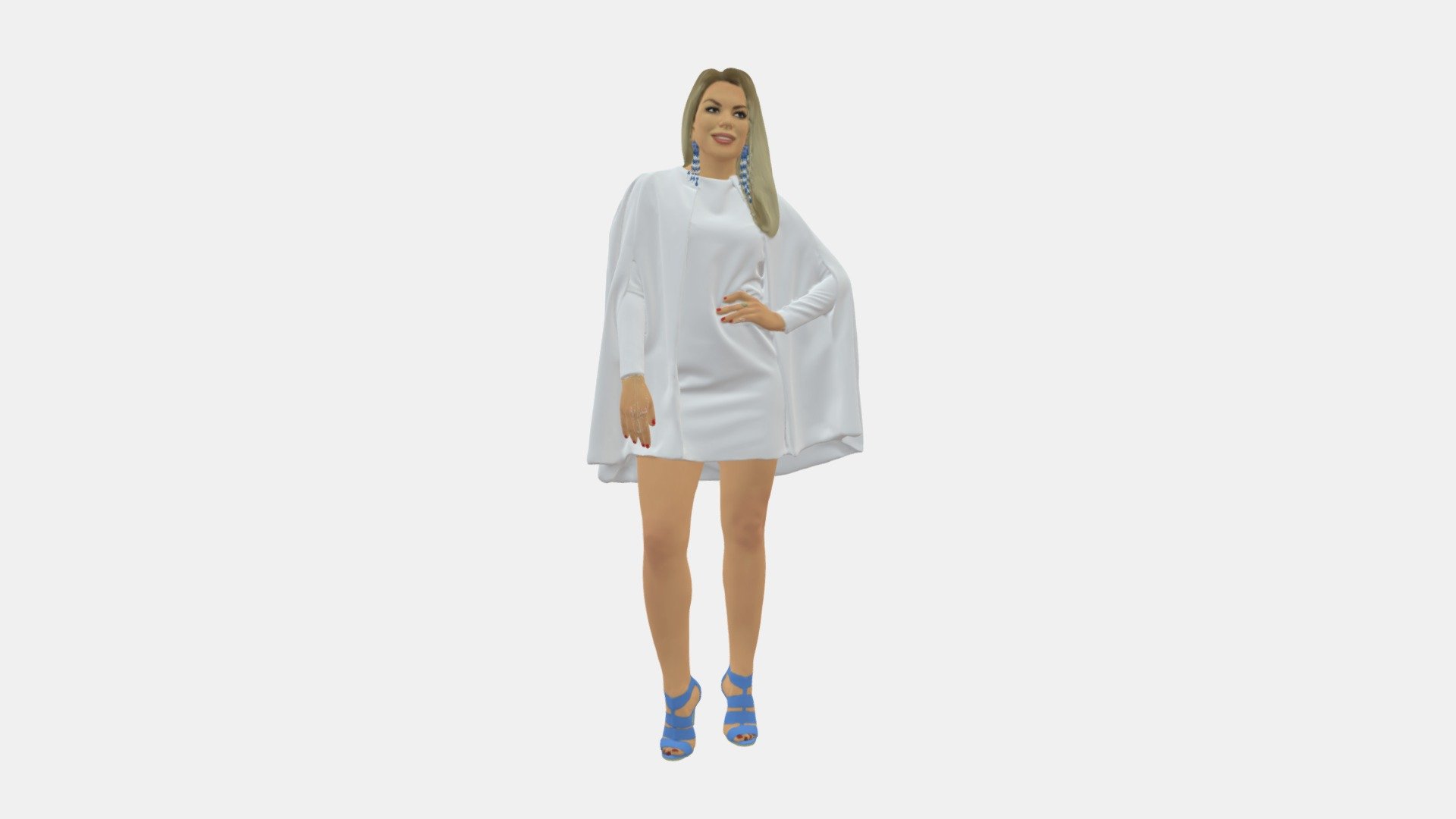 Woman In White Dress 0232 3d model