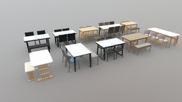 Table Set Pack | Blender-UE5-C4D-3DS-max | 5