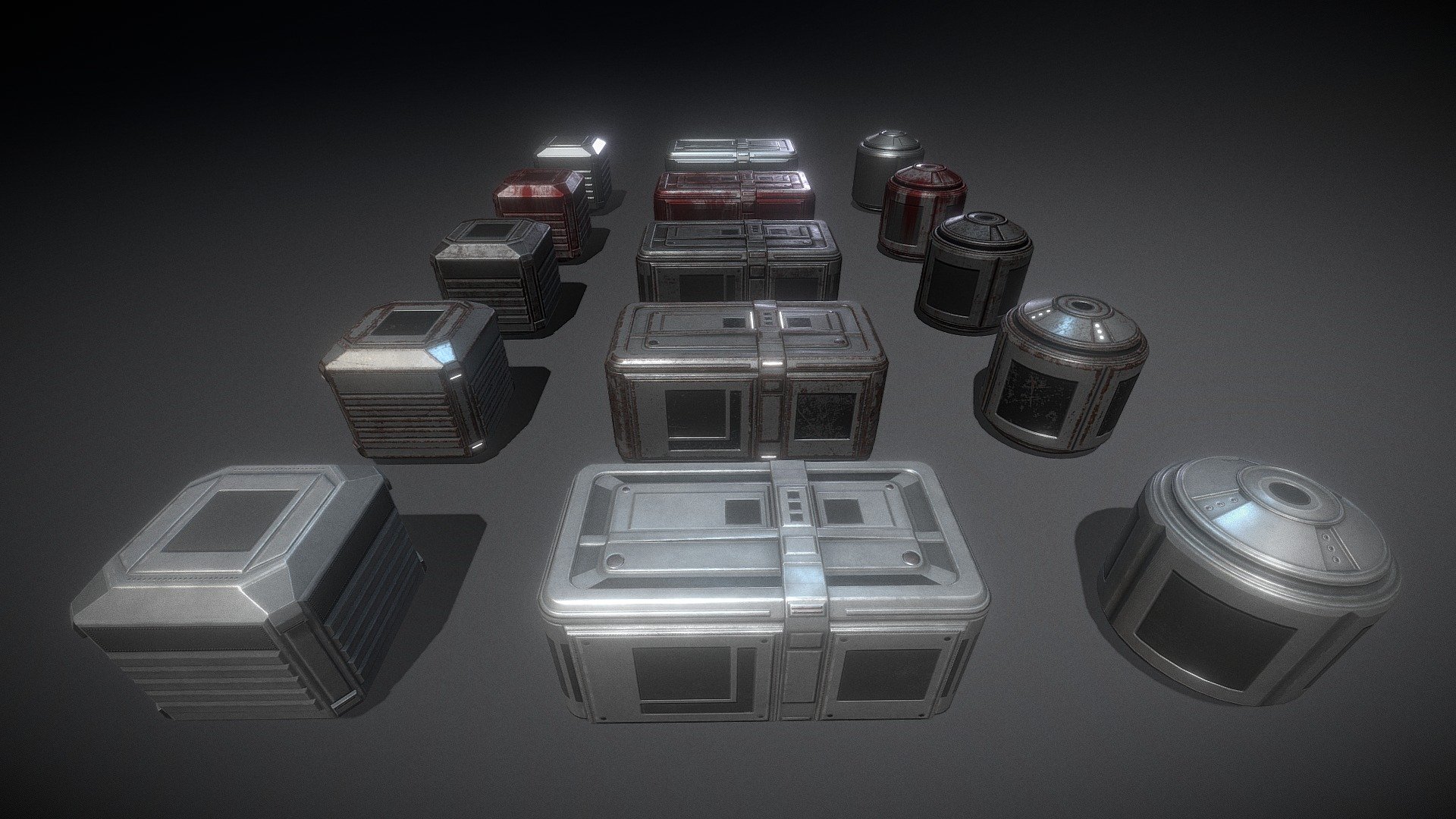 Sci-Fi Containe Set 3d model