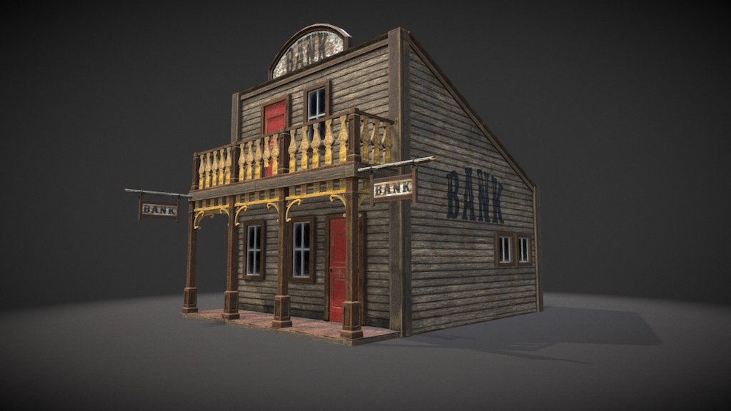 Bank Low Poly PBR 3d model