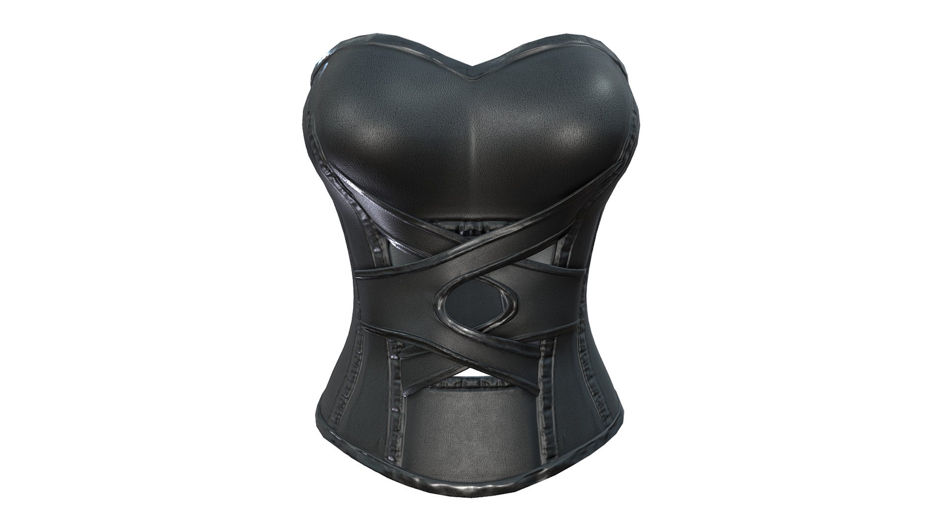 Female Faux Black Leather Steampunk Corset 3d model