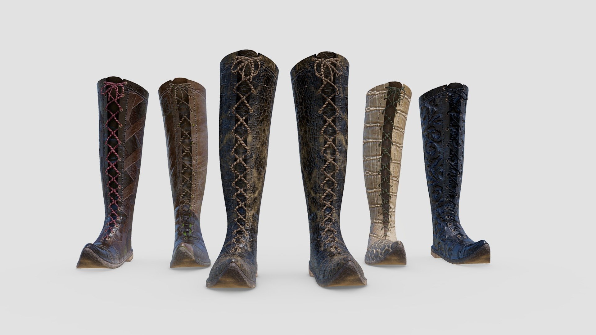 Medieval Tall Pointy Boots 3d model