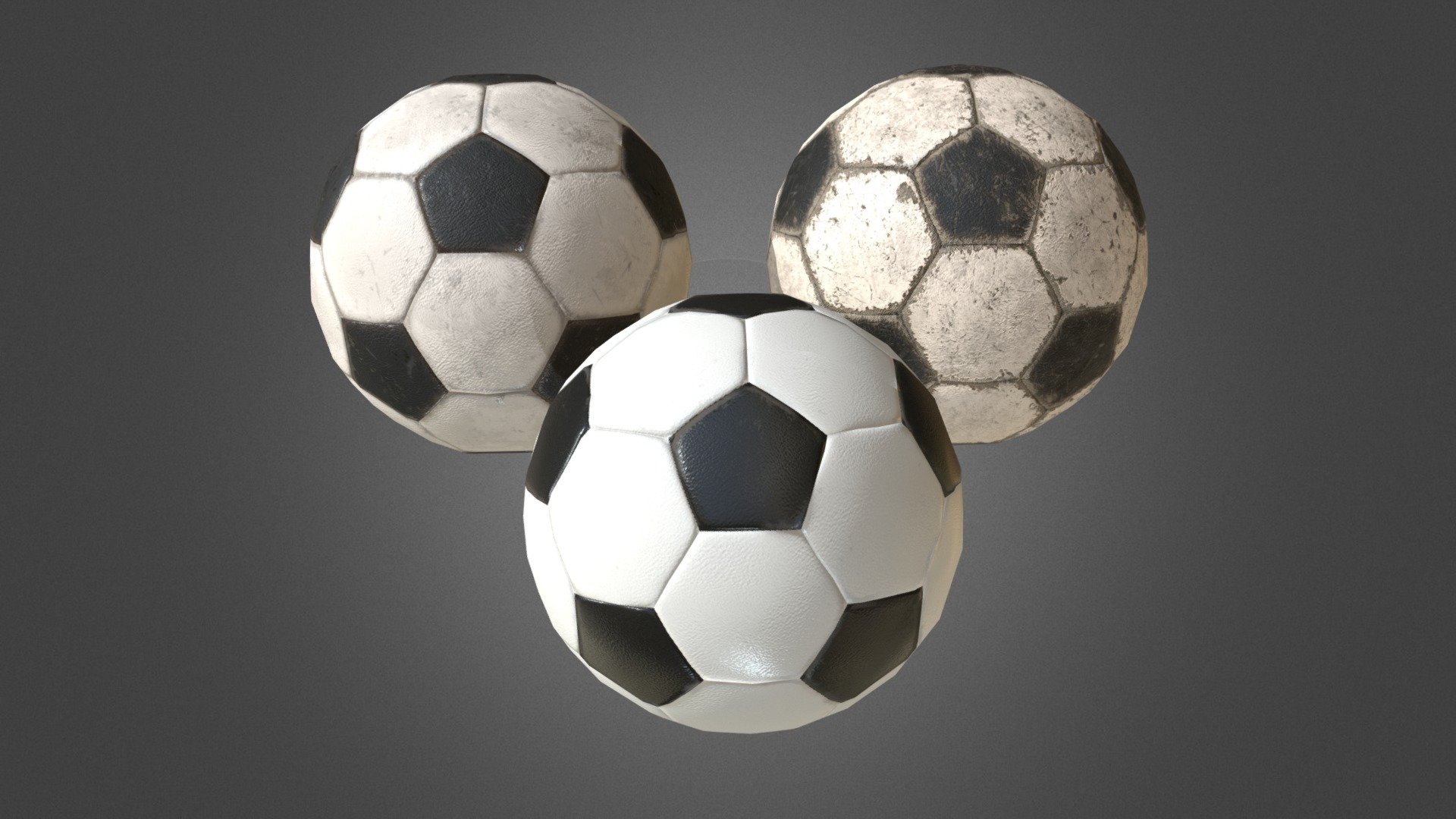 Fotball Balls SET Low Poly PBR Model 3d model