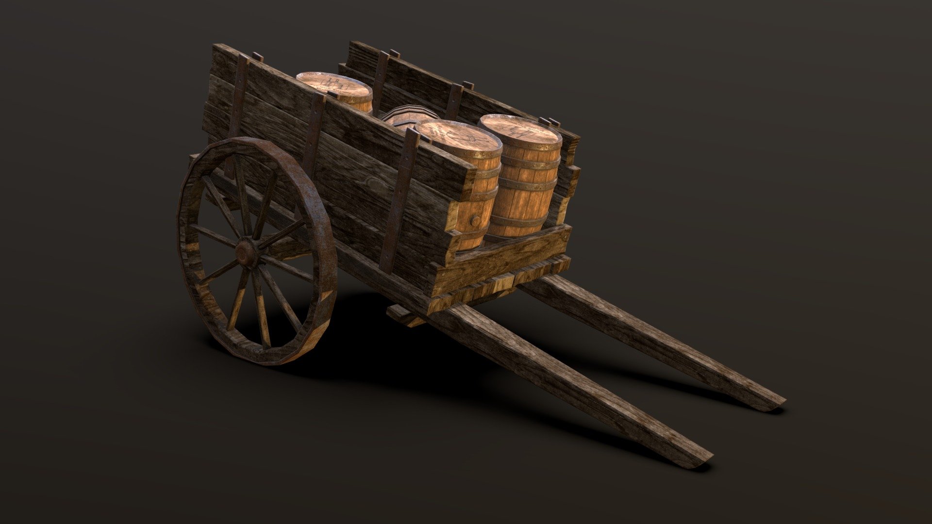 Cart And Barrels 3d model