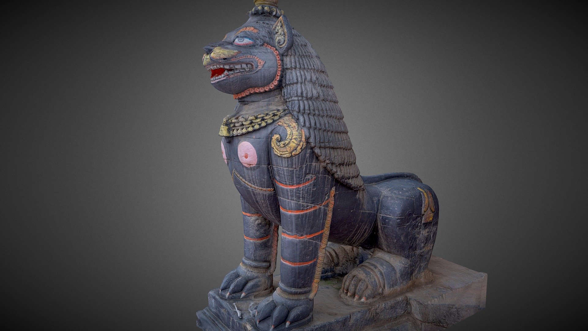 Black Lion Guardian w/ 3 LOD 3d model