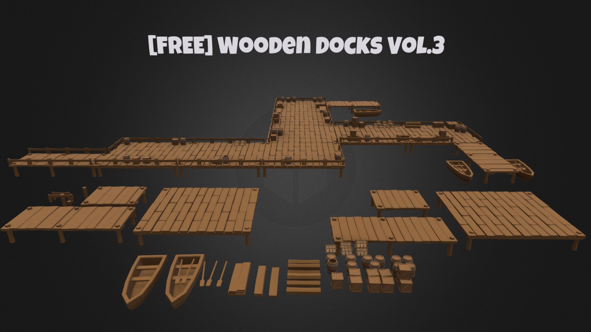 [FREE] Lowpoly Wooden Docks Vol.3 [Asset pack] 3d model