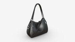 Women shoulder black leather bag