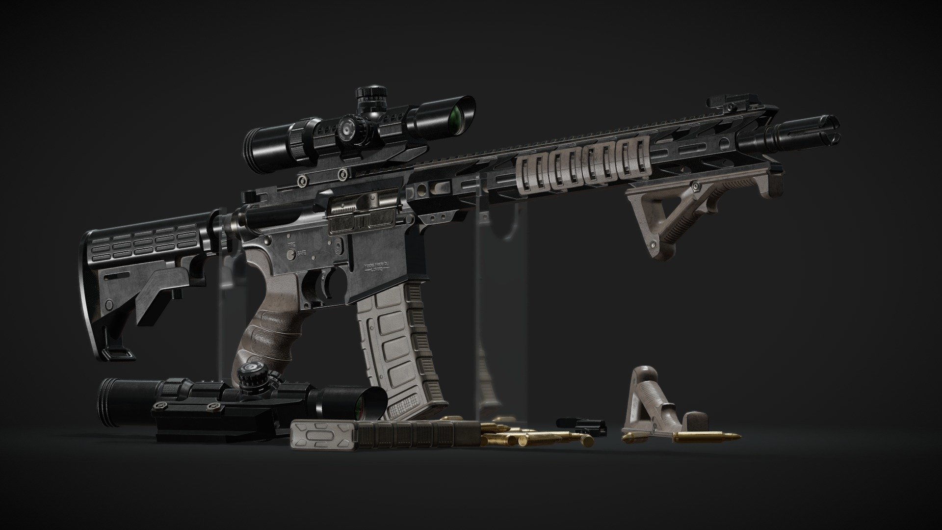 AR15 Rifle 3d model