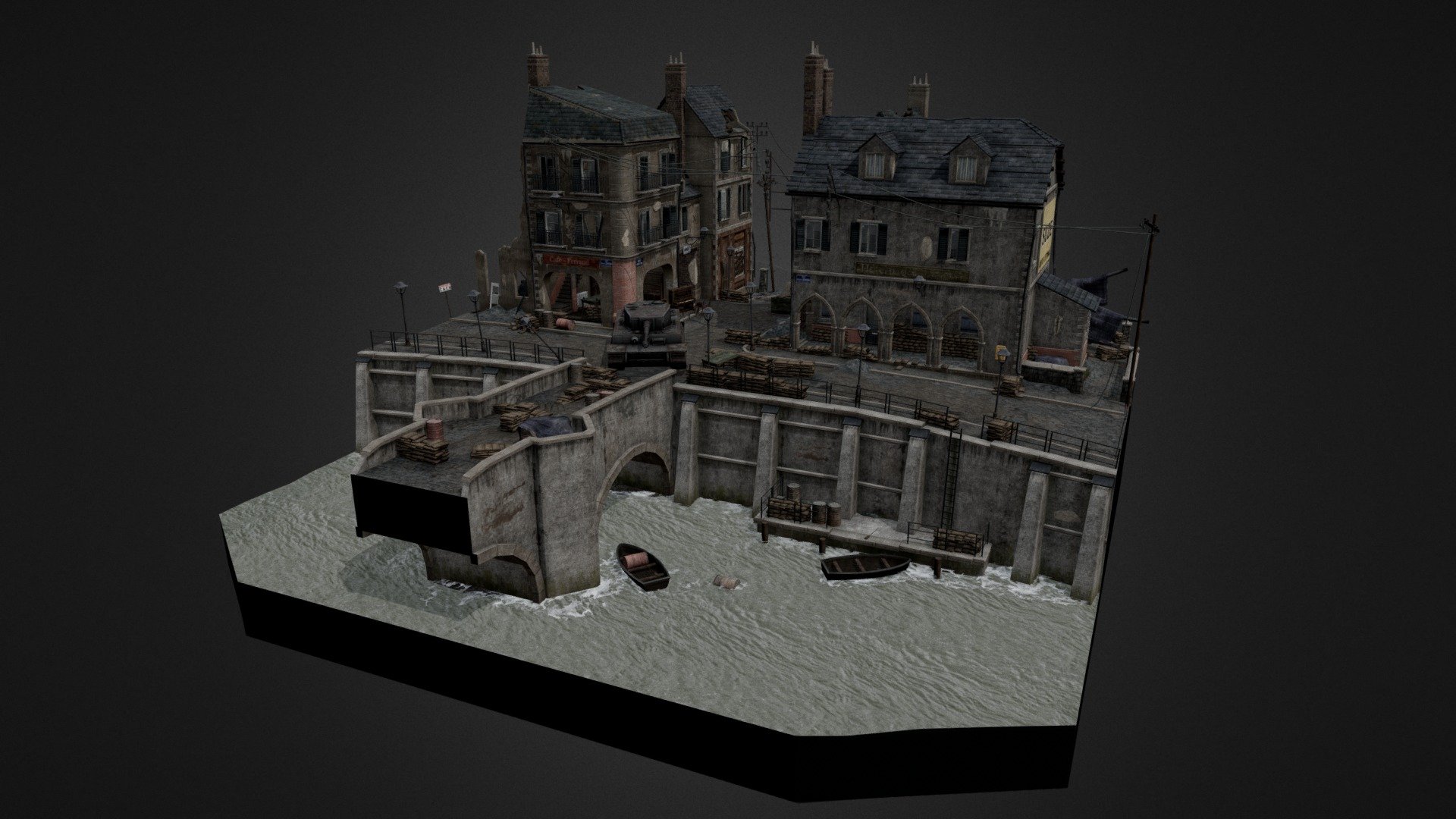 WW2 CityScene 3d model