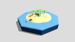 Low Poly Cartoon Island Scene