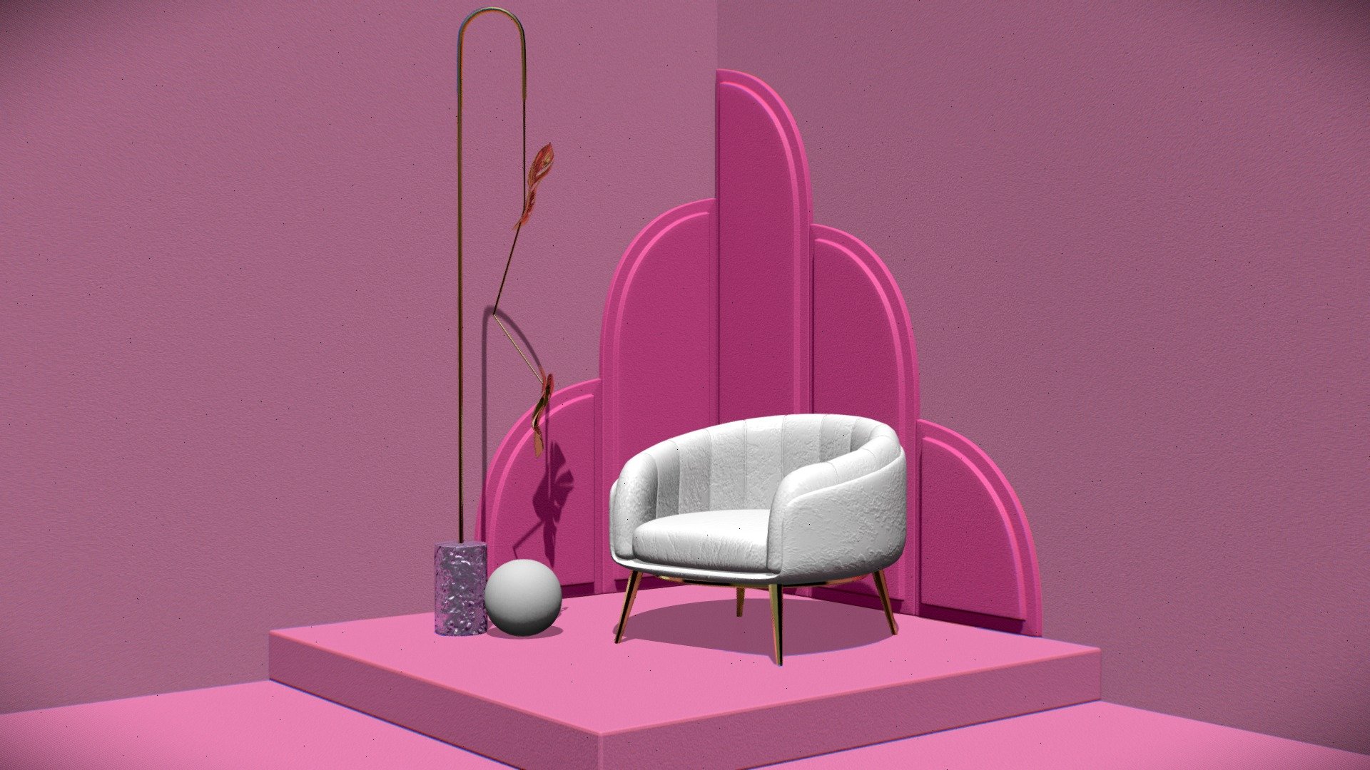 Minimalist Barbie photography studio 3d model