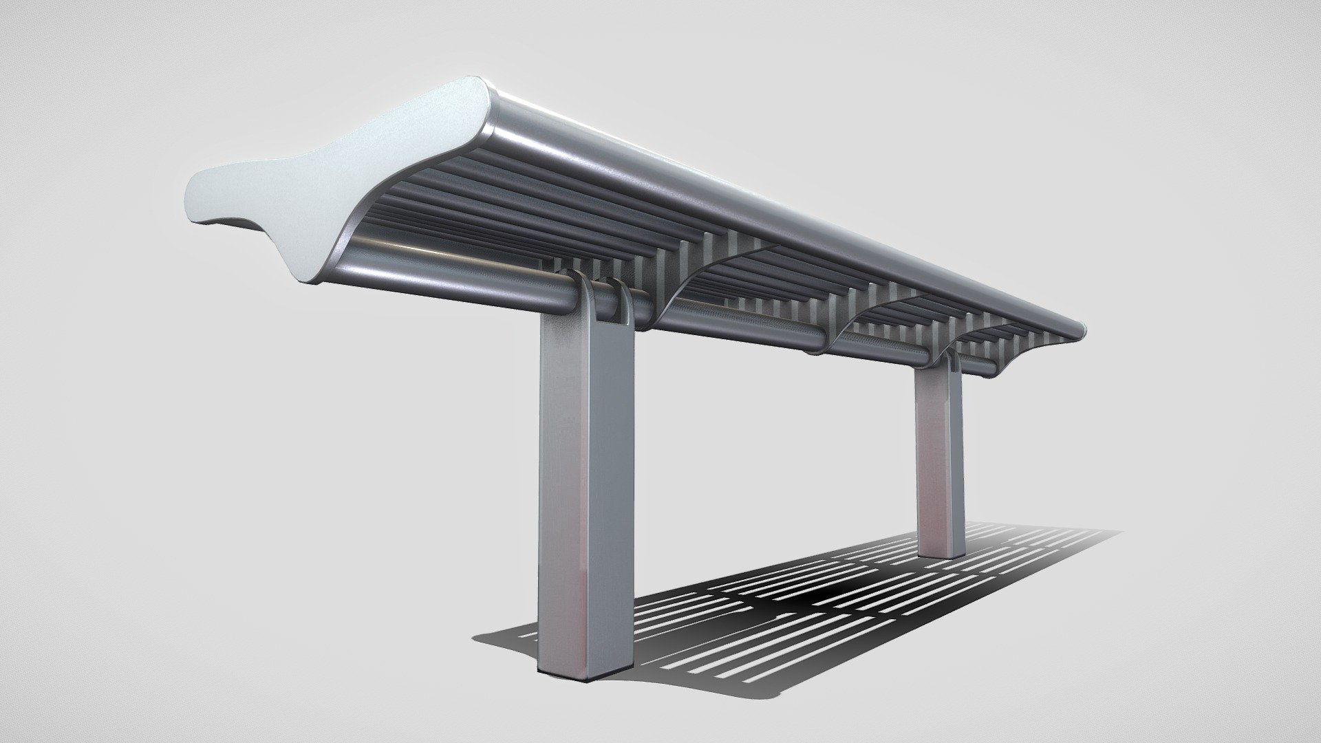 Bench [5] (Low-Poly) (Stainless Steel) 3d model