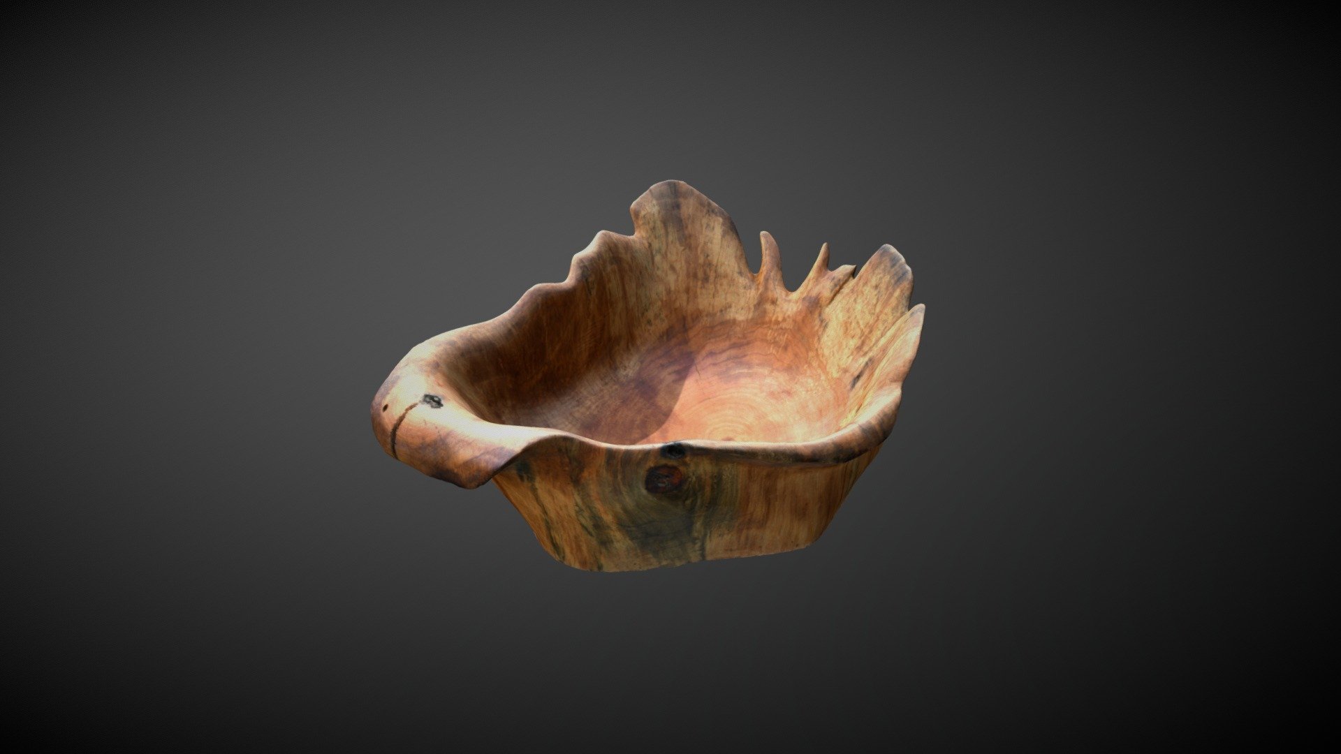 Unique Hand Carved Wooden Bowl 3d model