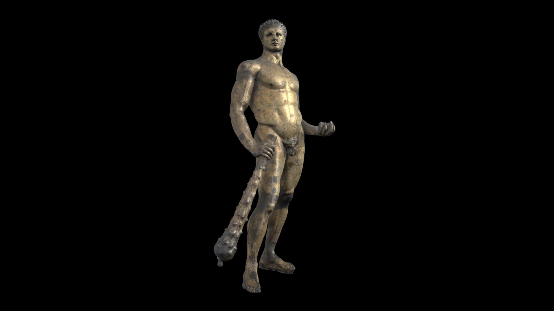 Statue of Hercules (Herakles) in gilded bronze 3d model