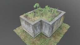 Brutal outdoor concrete flower pot