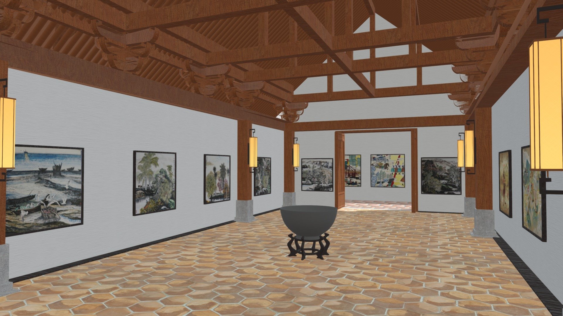 Chinese style personal gallery 3d model