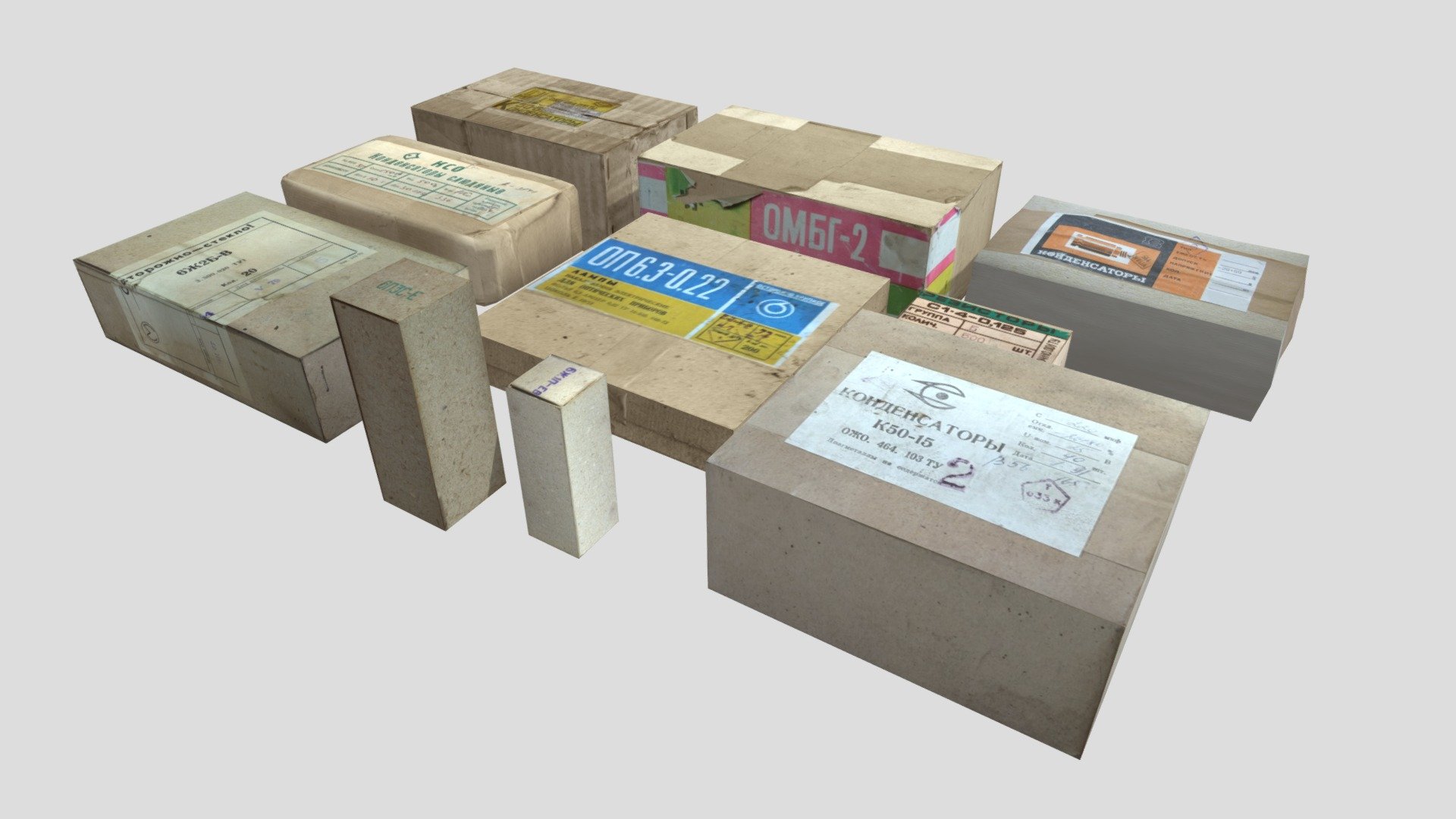 packages of Soviet radiodetali 3d model