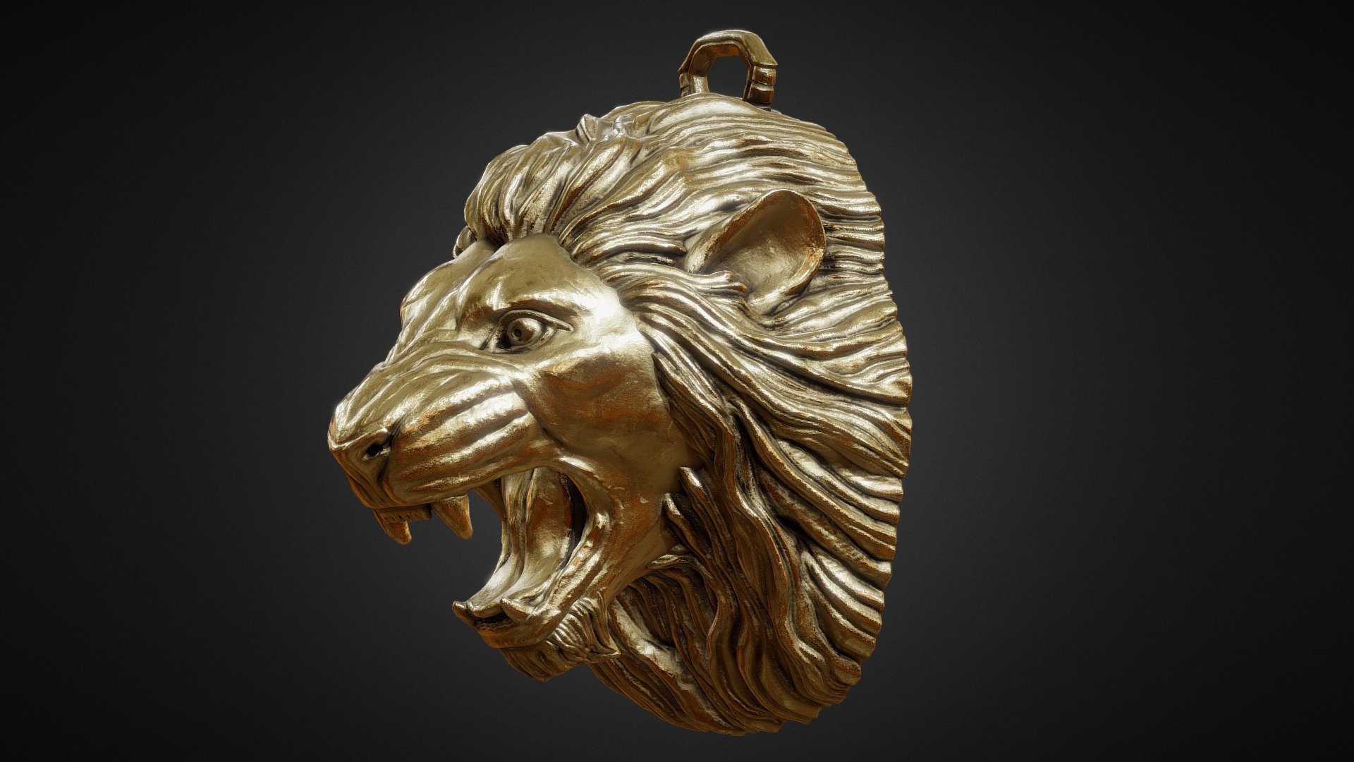 Golden Lion Pendant 3d model