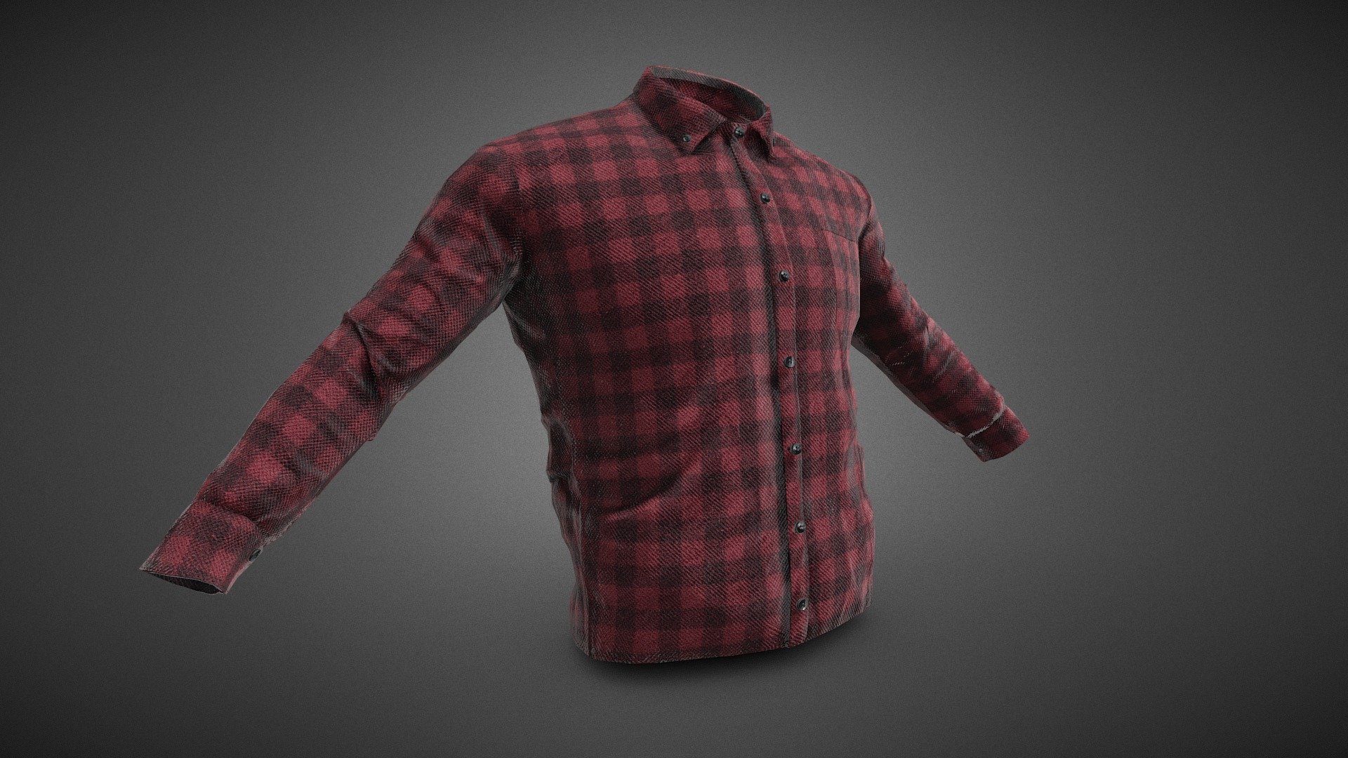 Red Flannel Button Up Shirt 3d model