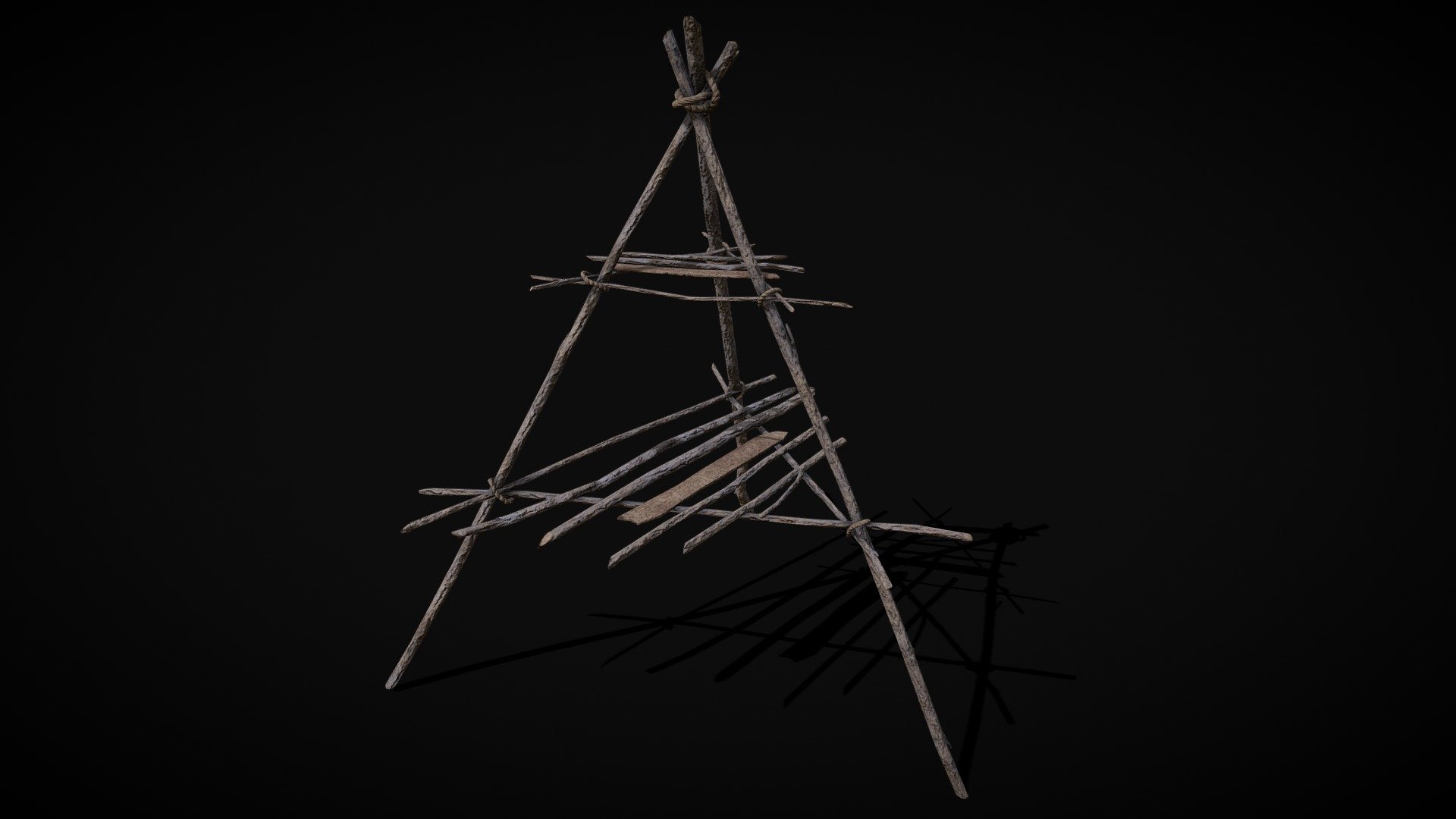 Primitive Tripod Cooking Rack 3d model