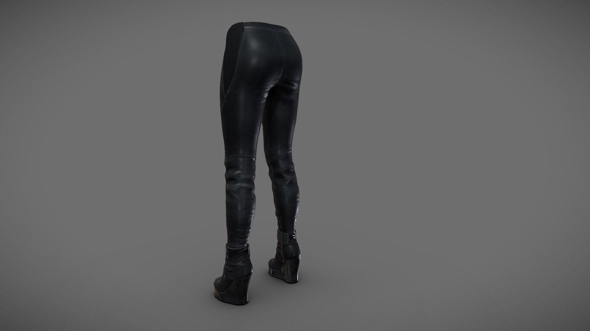 SAVE Female  Leather Pants Wedge Platform Boots 3d model