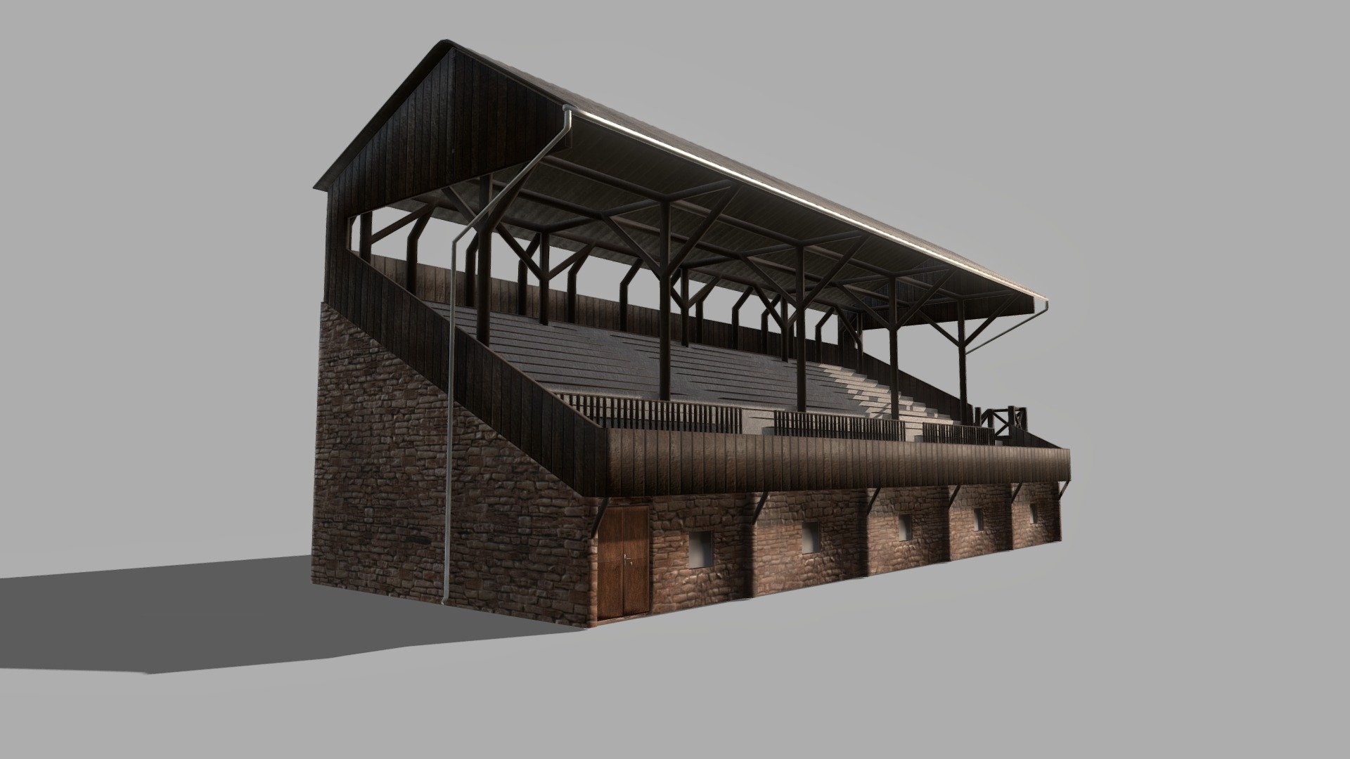 Old football stadium tribune 3d model