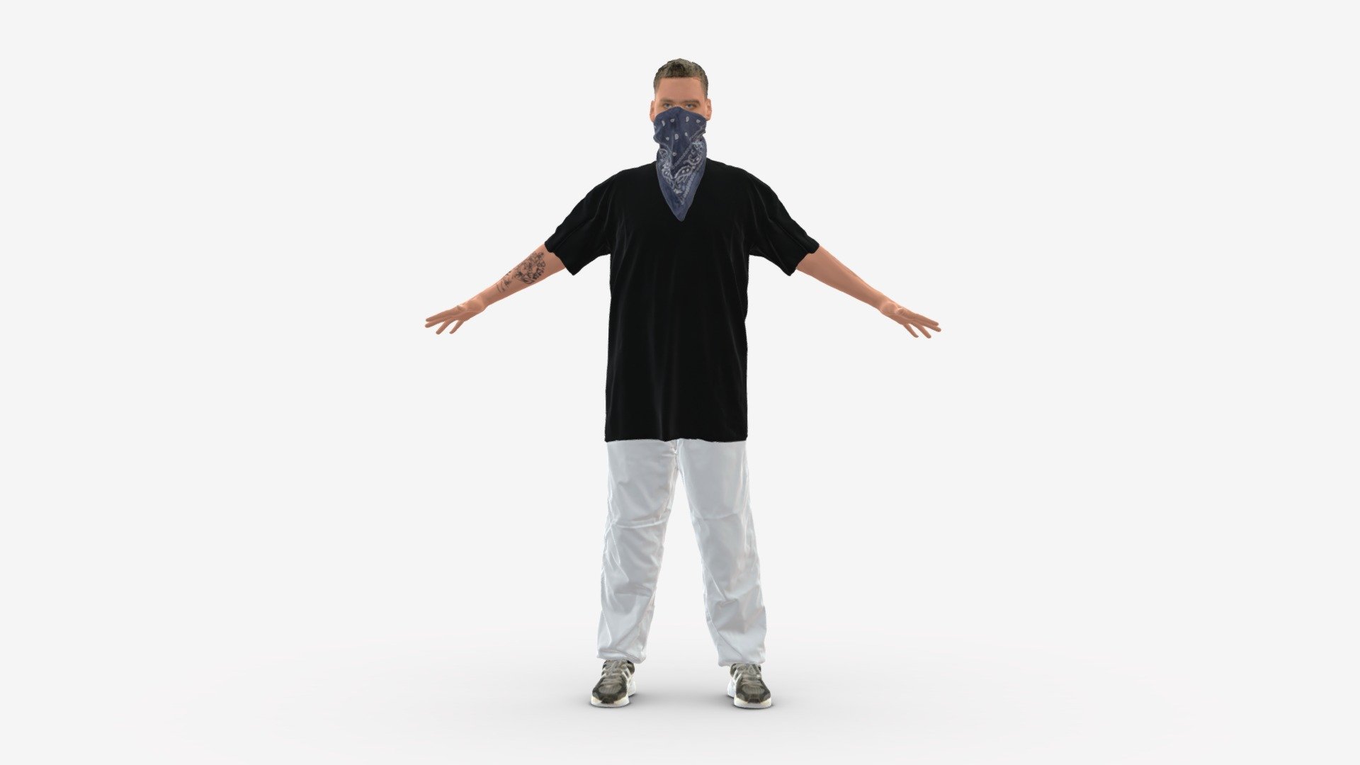 001248 young man in gangster style of wear 3d model