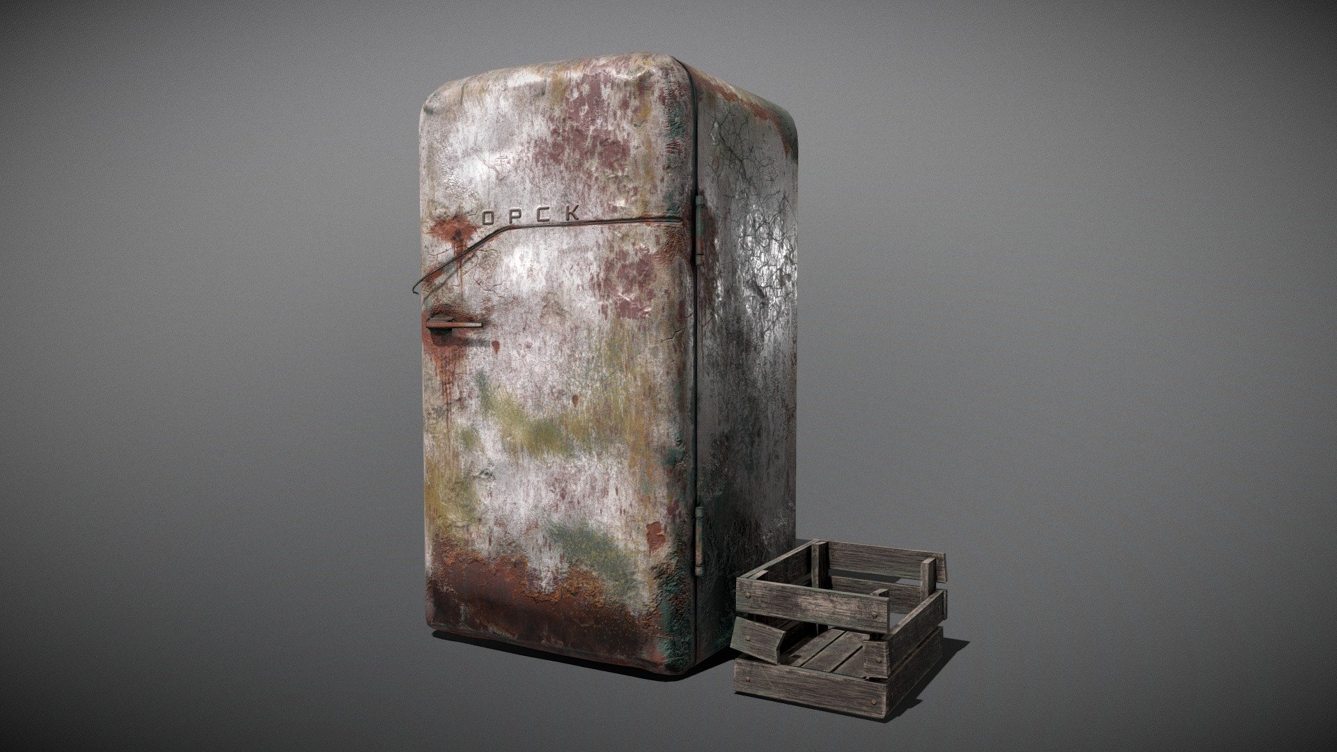 Old refrigerator of the USSR "ORSK" 3d model