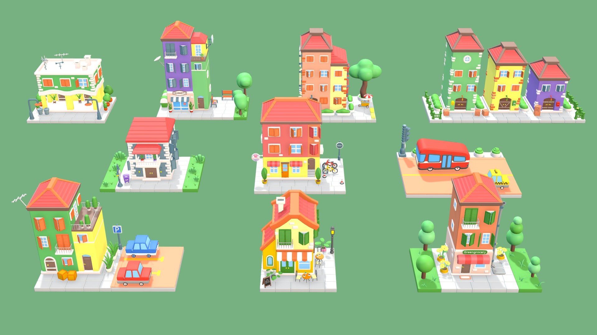 Cartoon City Islands / Exteriors 3d model