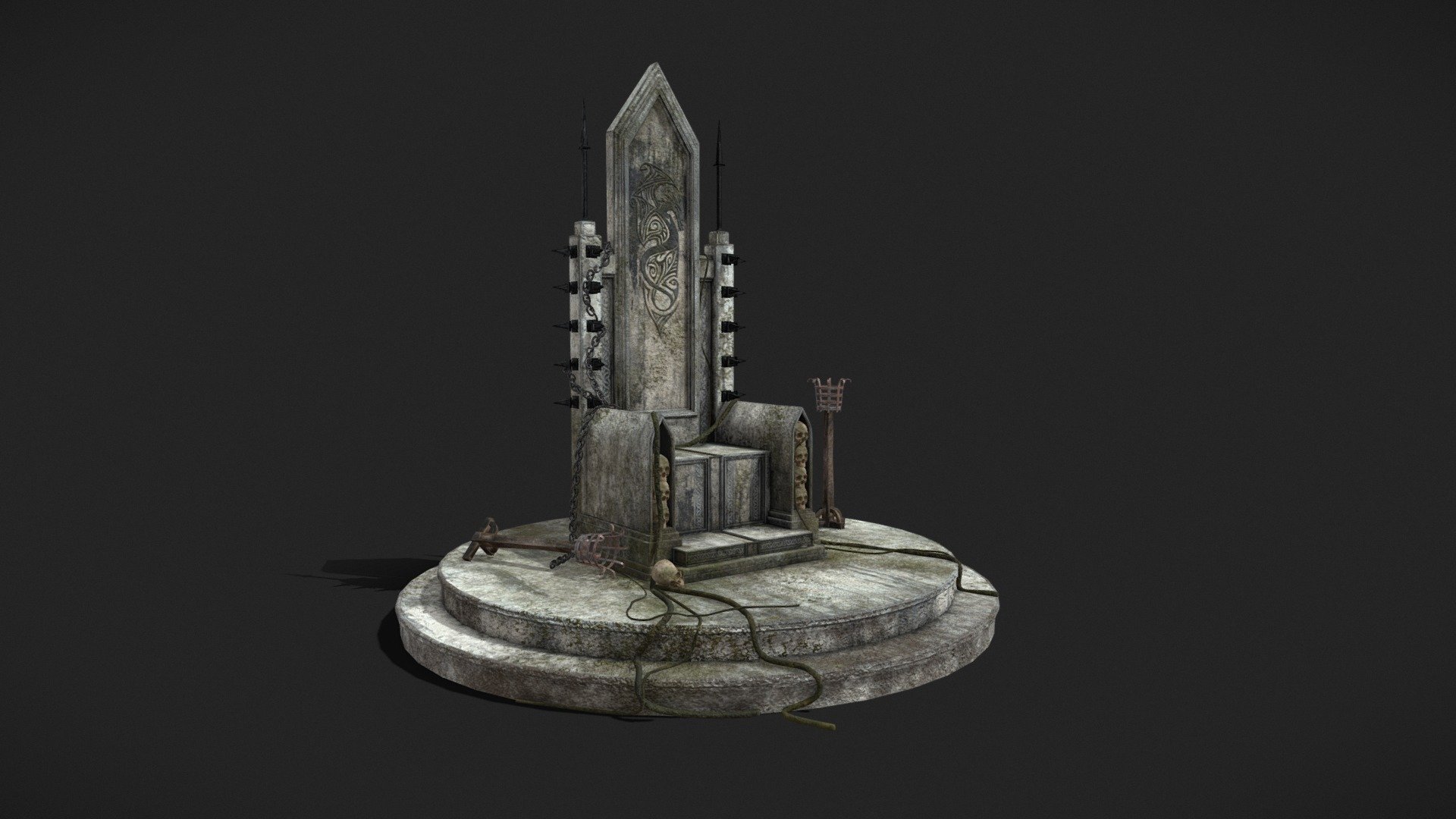 Gothic Crypt Stone Throne 3d model