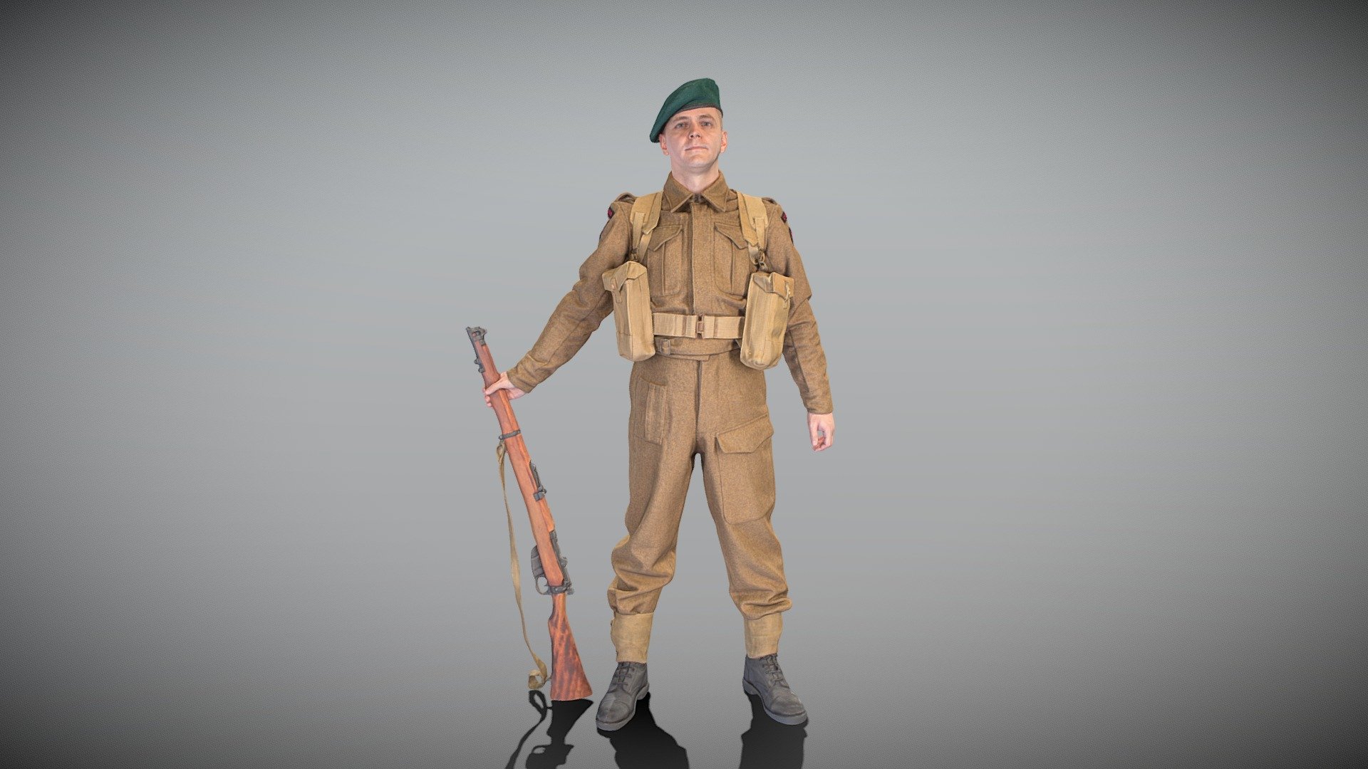 Soldier with gun 397 3d model