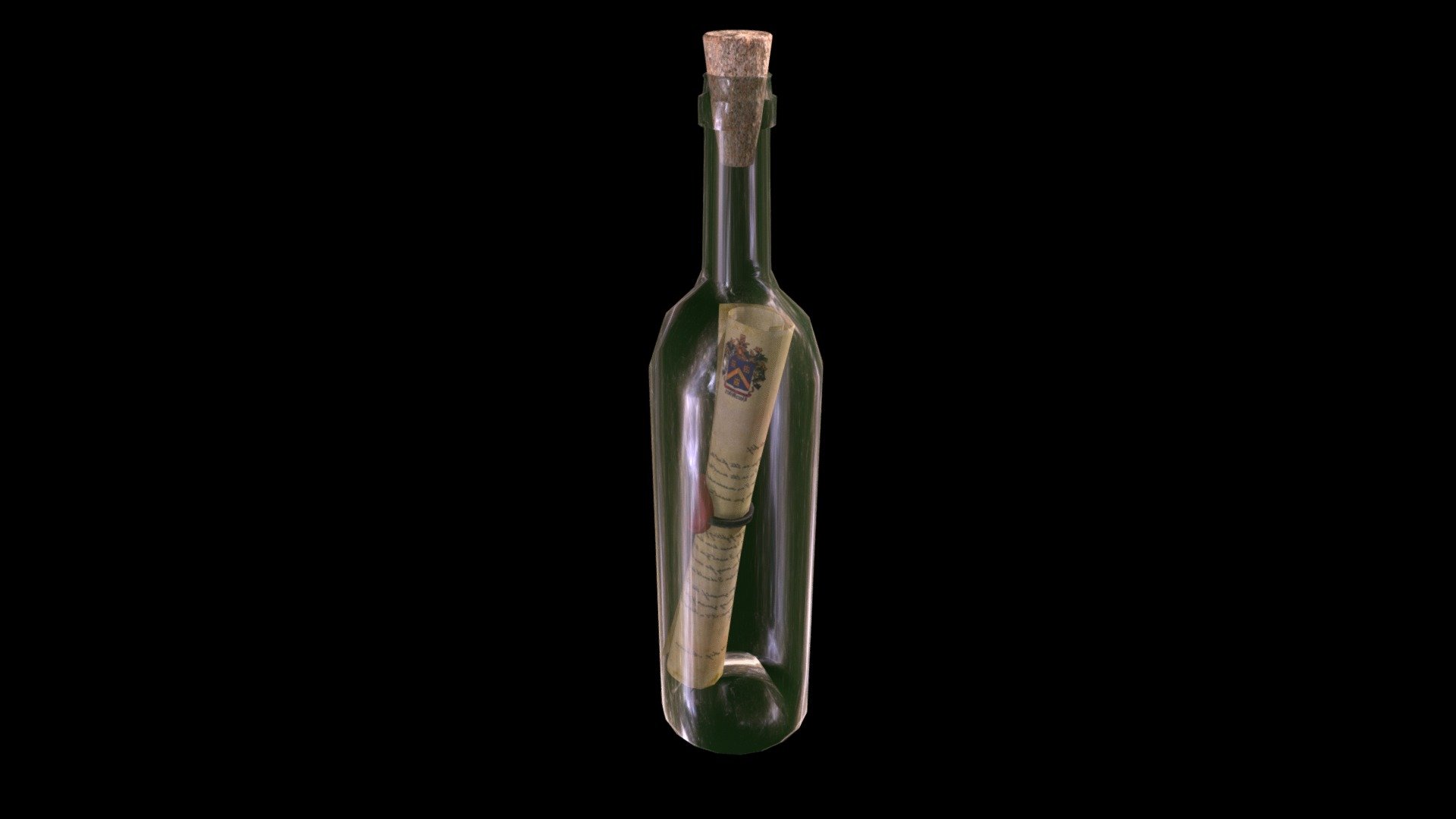 Bottle with scroll 3d model