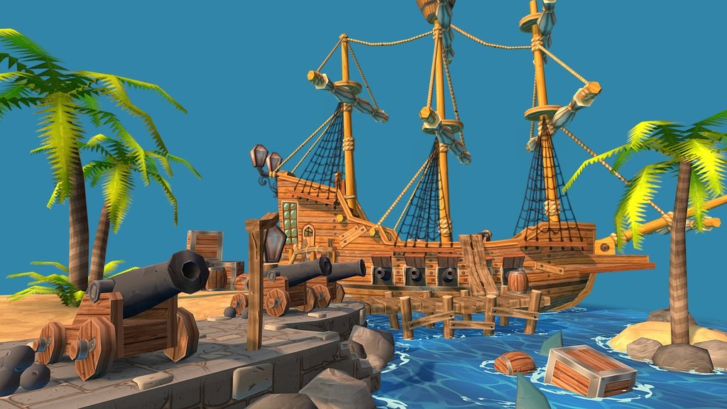 Caribbean Scene 3d model