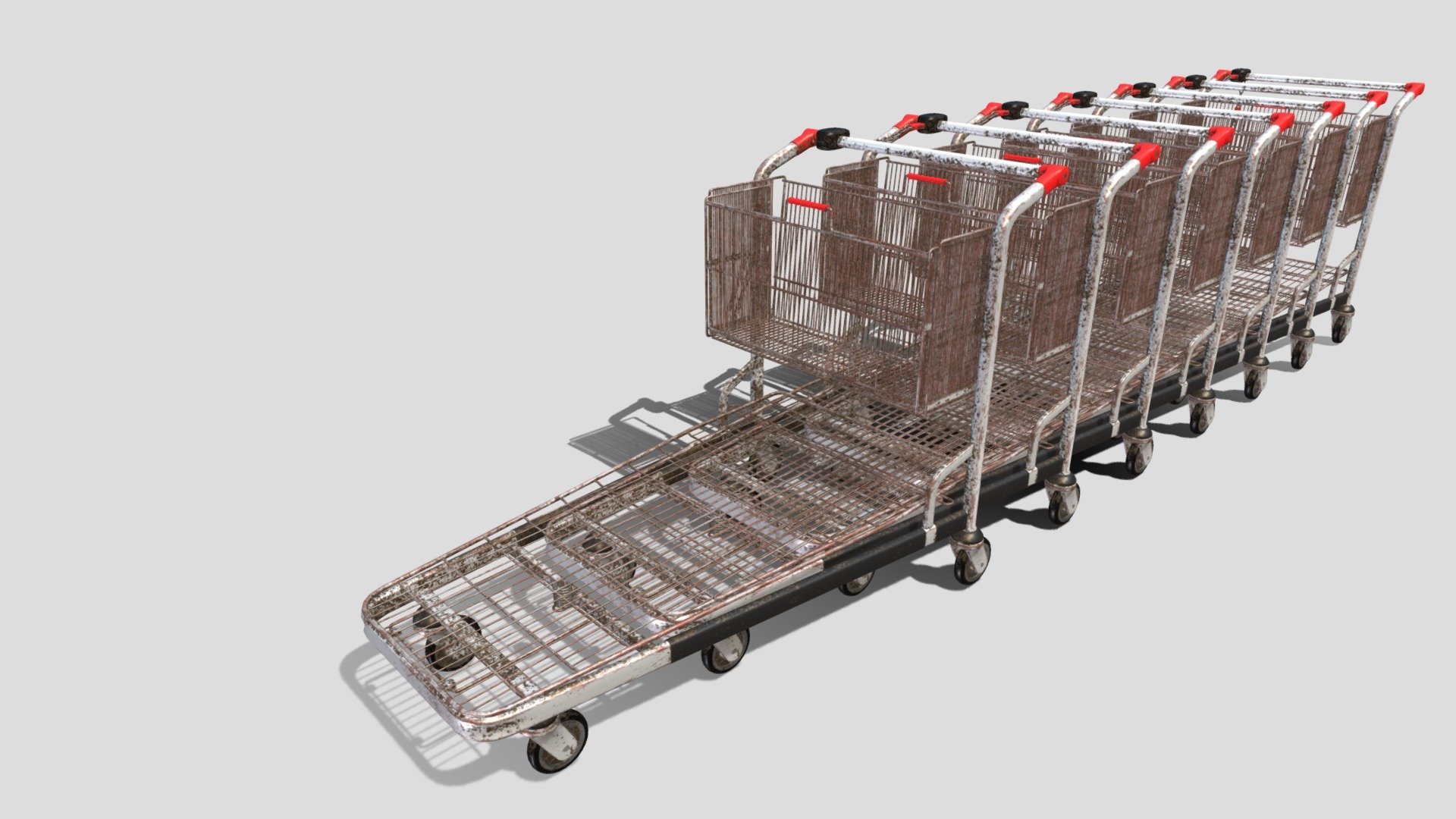 Shopping cart weathered stack v2 3d model