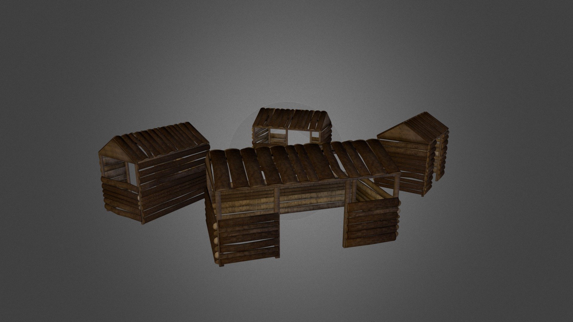 Wooden Shacks 3d model