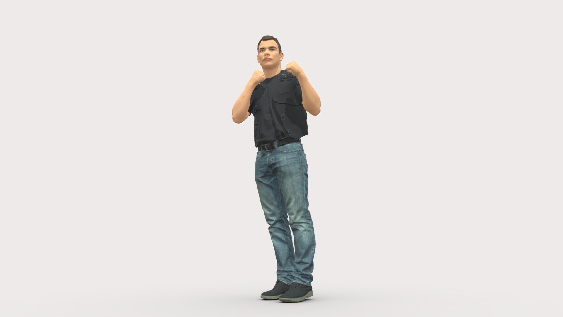 Man In Black Vest Boxer Pose 0814 3d model