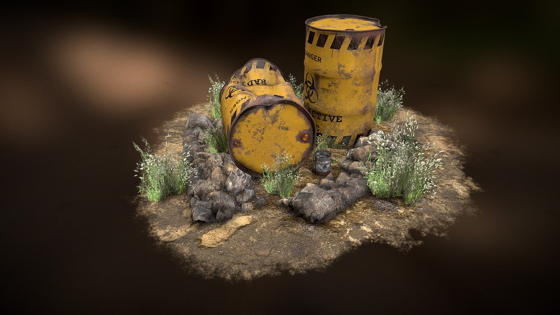 Damaged Metal Barrel ( In House Project ) 3d model