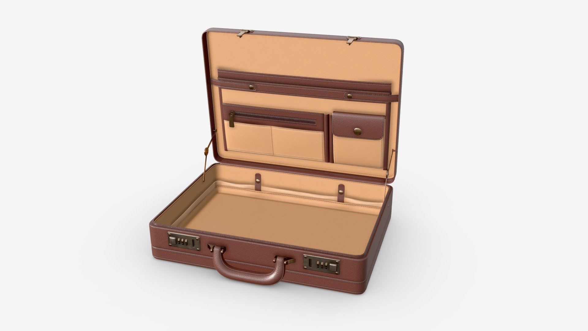 Leather briefcase open 3d model