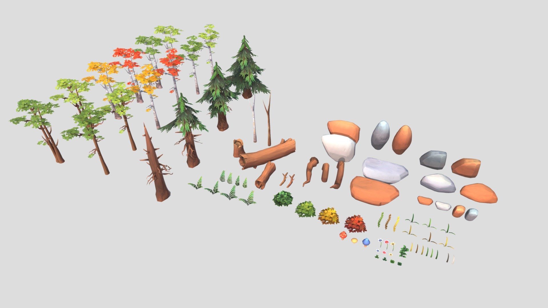 Handpainted Forest Pack 3d model