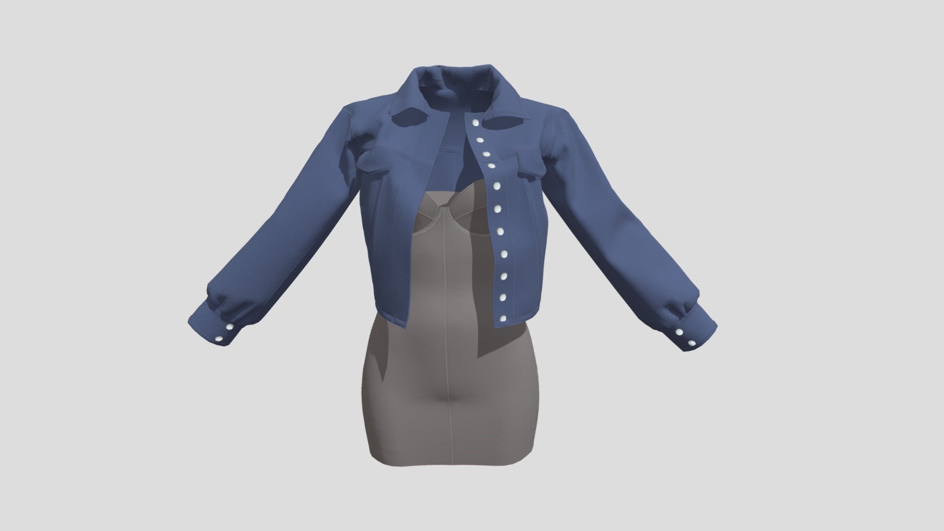 Strapless Dress With Jacket 3d model