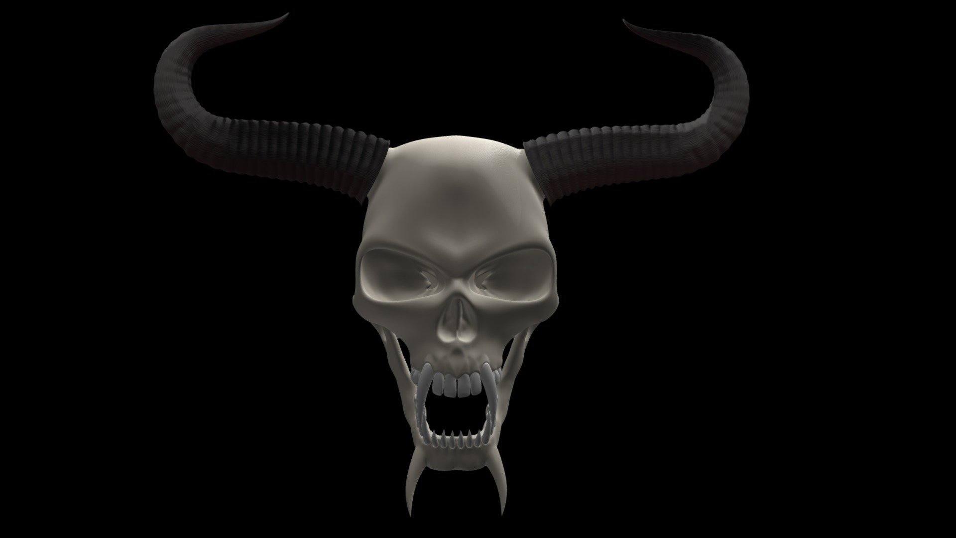 Demonic horned skull 3d model